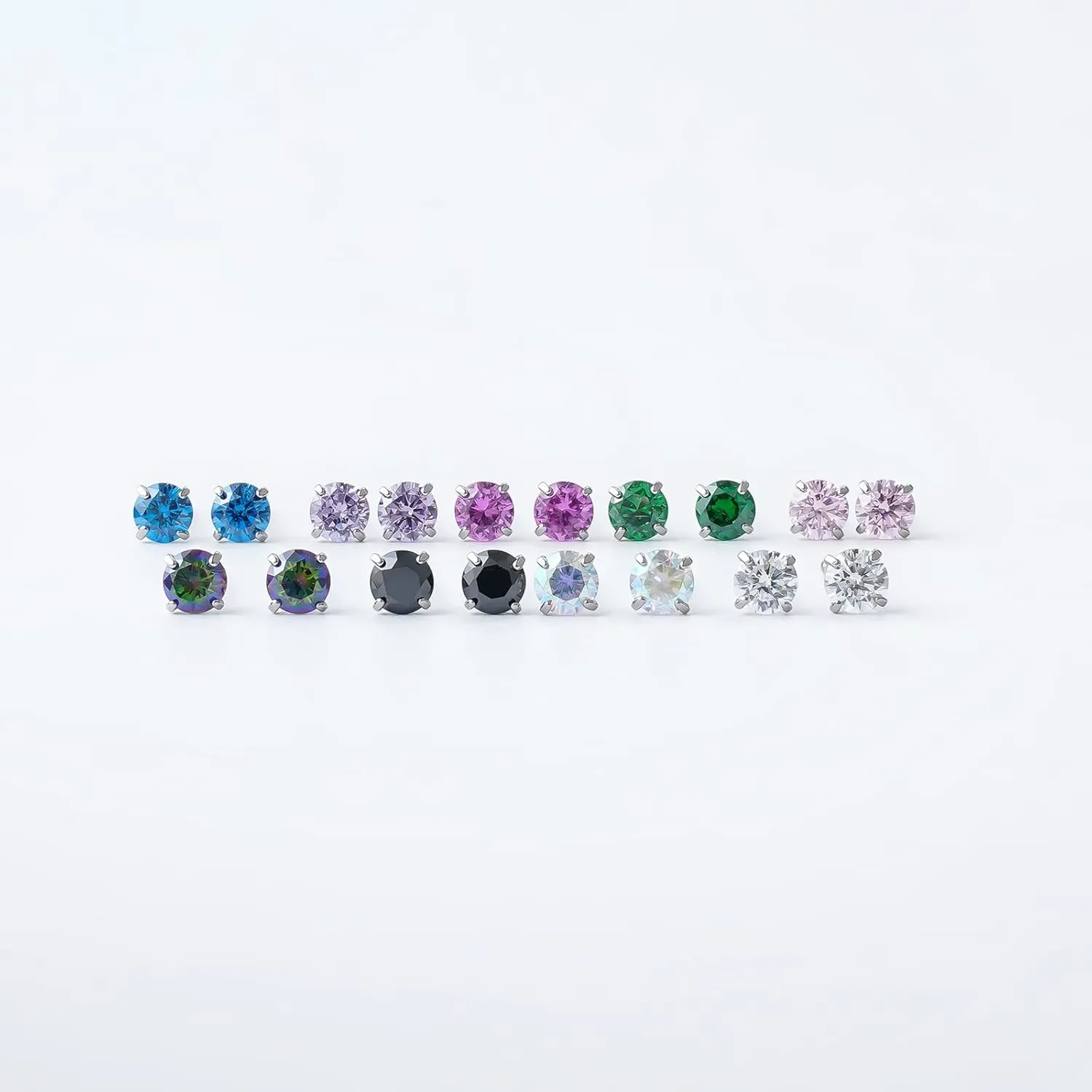 1 Pair Implant Grade Titanium Stud Earrings Set Hypoallergenic 3mm 4mm 5mm 6mm Cubic Zirconia G23 Titanium Earring Studs for Women Men for Sensitive Ear
