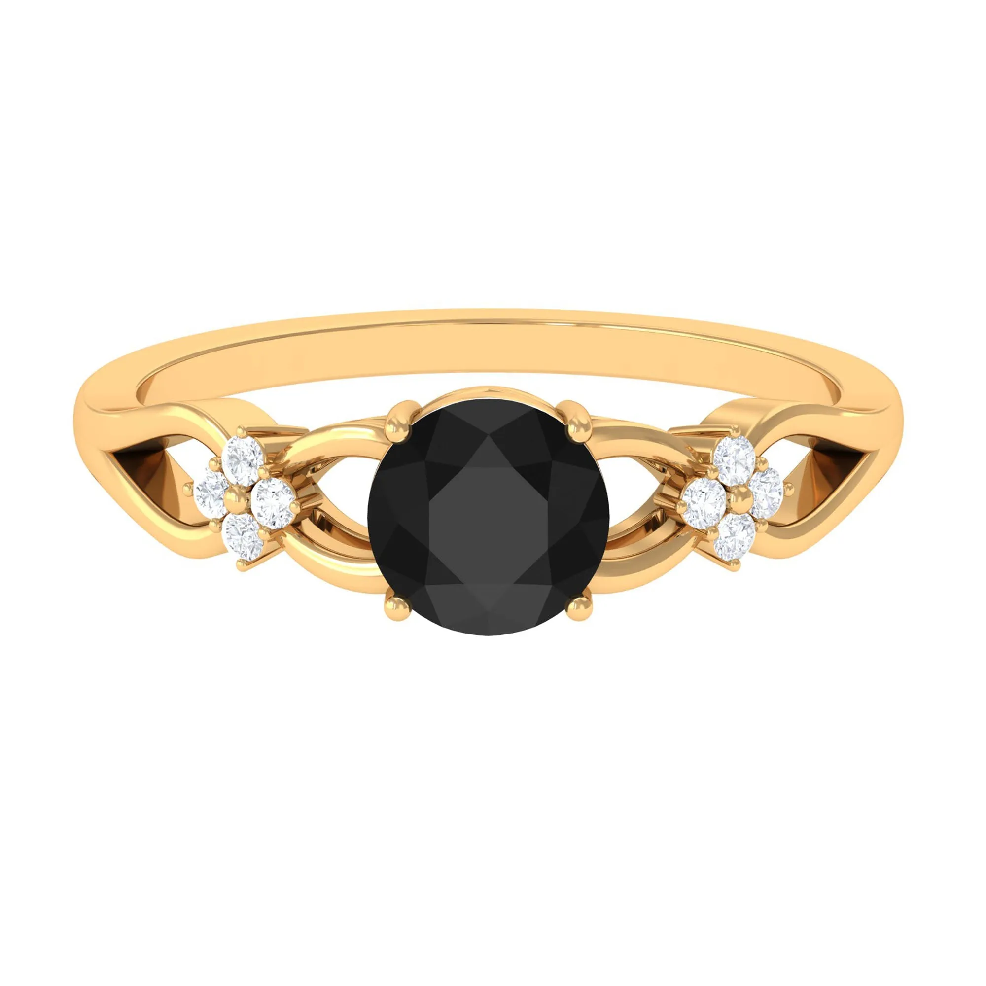 1.25 CT Black Diamond Solitaire Crossover Ring with Diamond