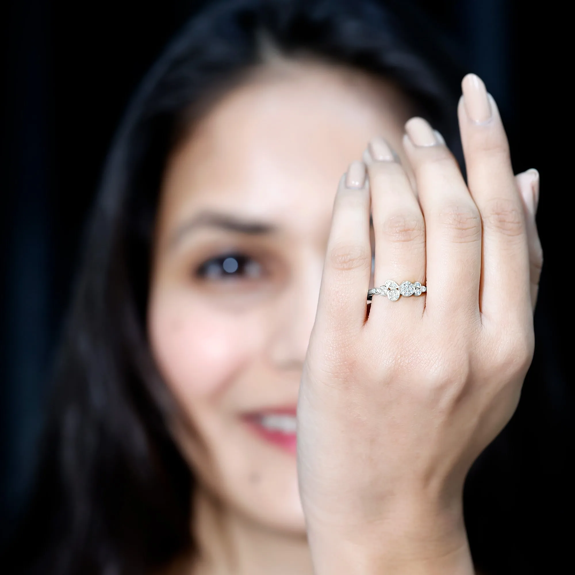 1/4 CT Illusion Set Round Diamond Cluster Engagement Ring