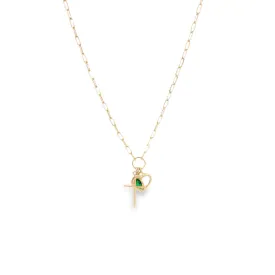 18K Gold Filled CZ Cross Necklace (H181)