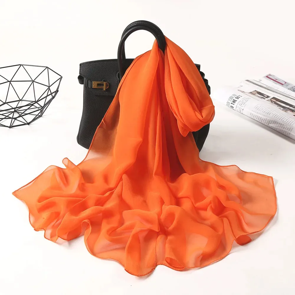 2023 New Fashion Spring/Summer Women solid Headband Beach Silk Scarf Shawls Female Long Wraps Panama Beach Sunscreen Hijab