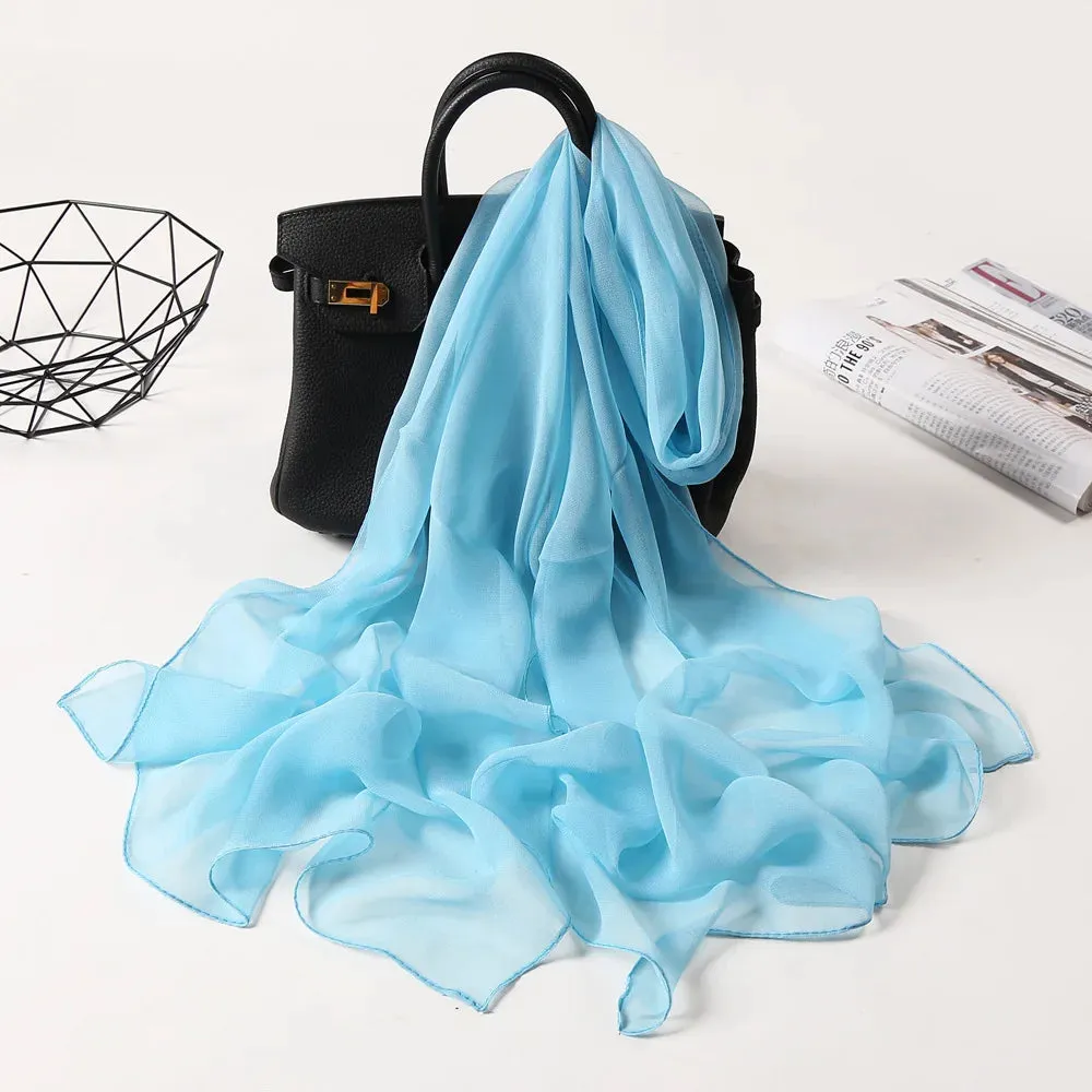 2023 New Fashion Spring/Summer Women solid Headband Beach Silk Scarf Shawls Female Long Wraps Panama Beach Sunscreen Hijab