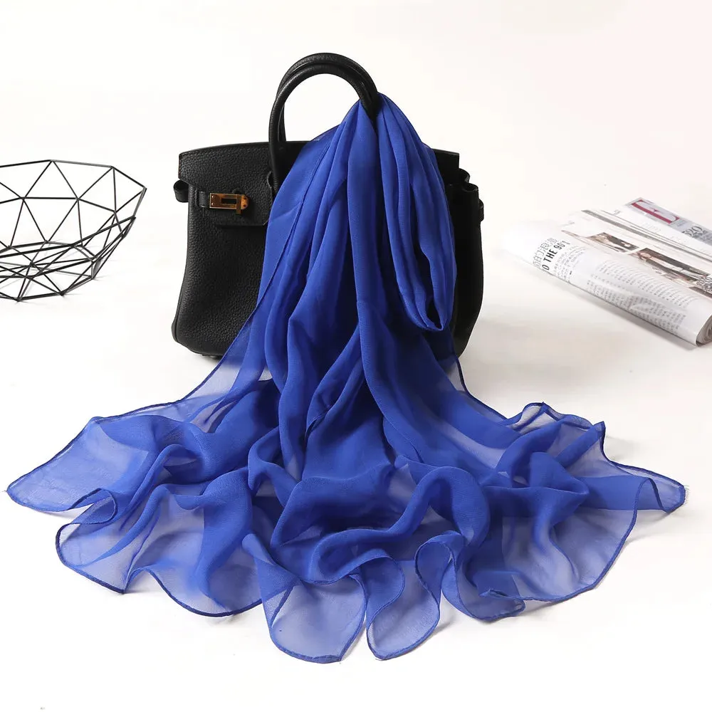 2023 New Fashion Spring/Summer Women solid Headband Beach Silk Scarf Shawls Female Long Wraps Panama Beach Sunscreen Hijab