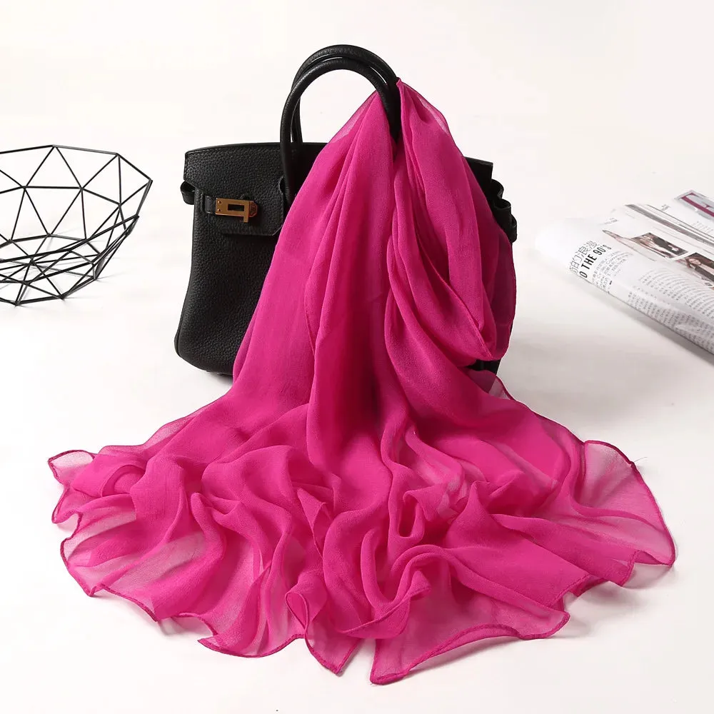 2023 New Fashion Spring/Summer Women solid Headband Beach Silk Scarf Shawls Female Long Wraps Panama Beach Sunscreen Hijab