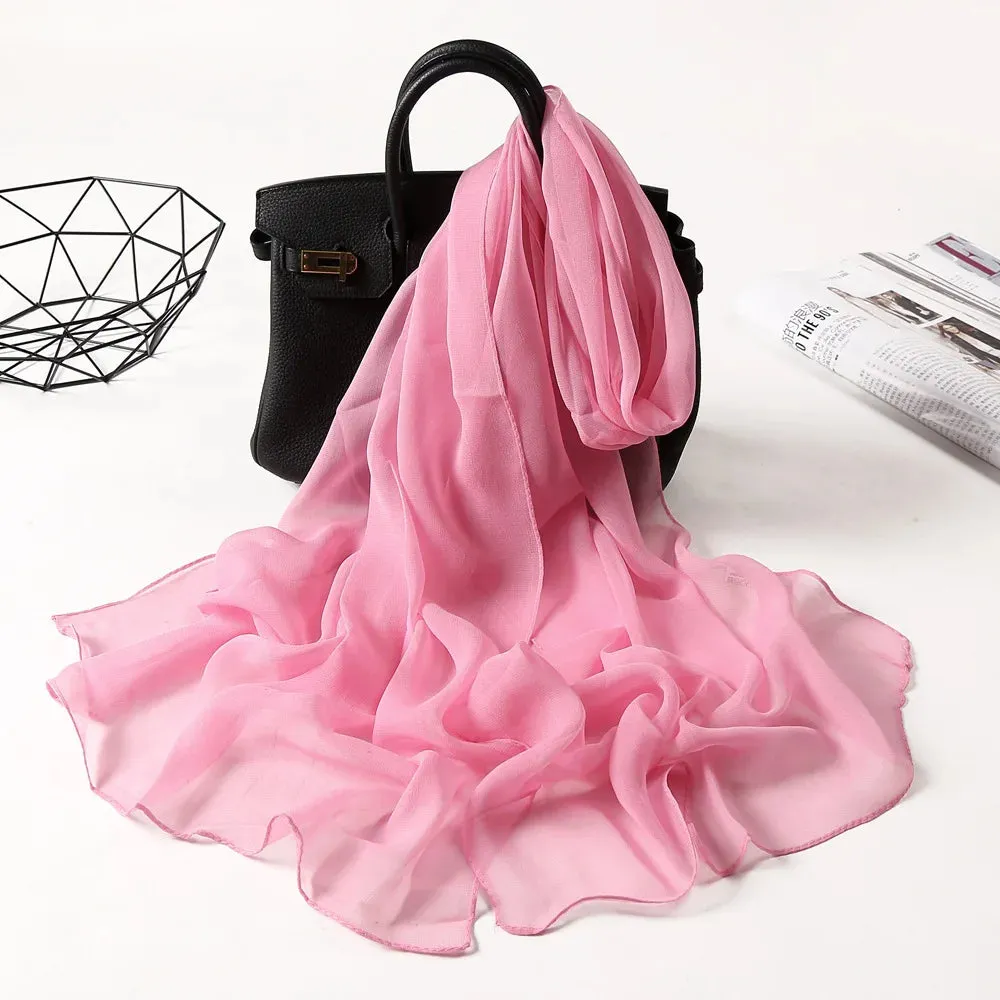 2023 New Fashion Spring/Summer Women solid Headband Beach Silk Scarf Shawls Female Long Wraps Panama Beach Sunscreen Hijab