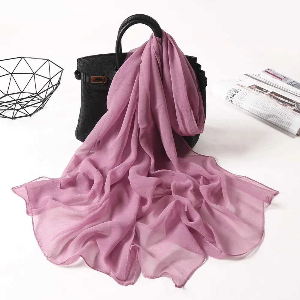 2023 New Fashion Spring/Summer Women solid Headband Beach Silk Scarf Shawls Female Long Wraps Panama Beach Sunscreen Hijab