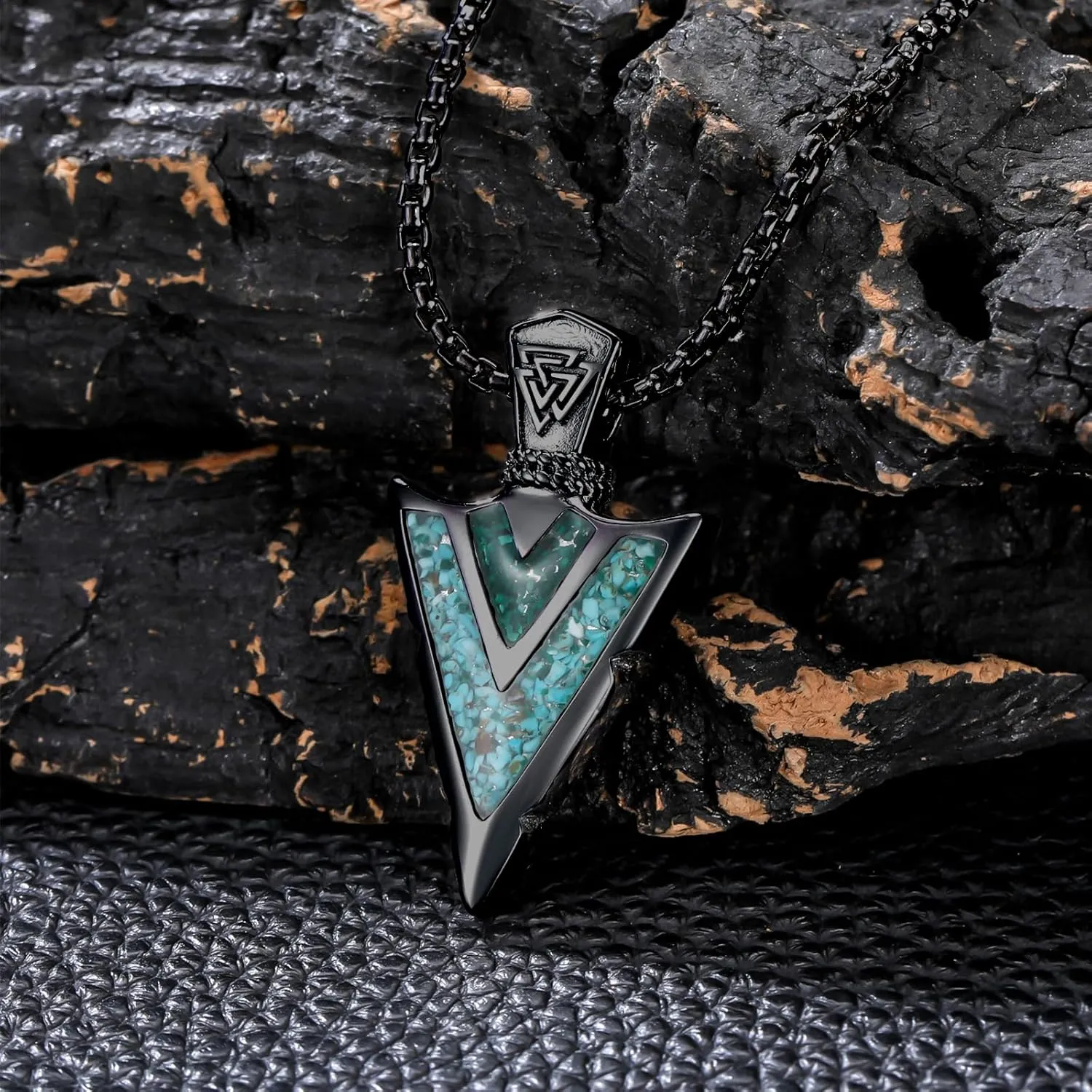 Arrowhead Necklace for Men Women 925 Sterling Silver Turquoise Malachite Celtic/Eye of Horus/Viking Arrow Pendant Amulet Jewelry Gifts Native American Necklace