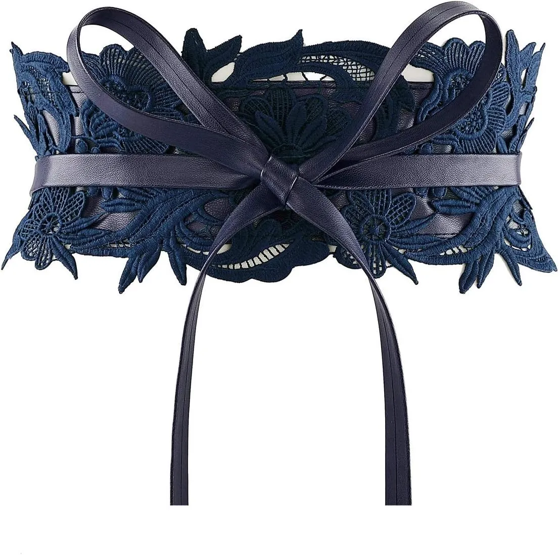 Ayliss Women's Lace Waist Belt Obi Bowknot Cinch Wide Belt Bow Tie Wrap Boho Corset Dress Waist Band Pu Leather