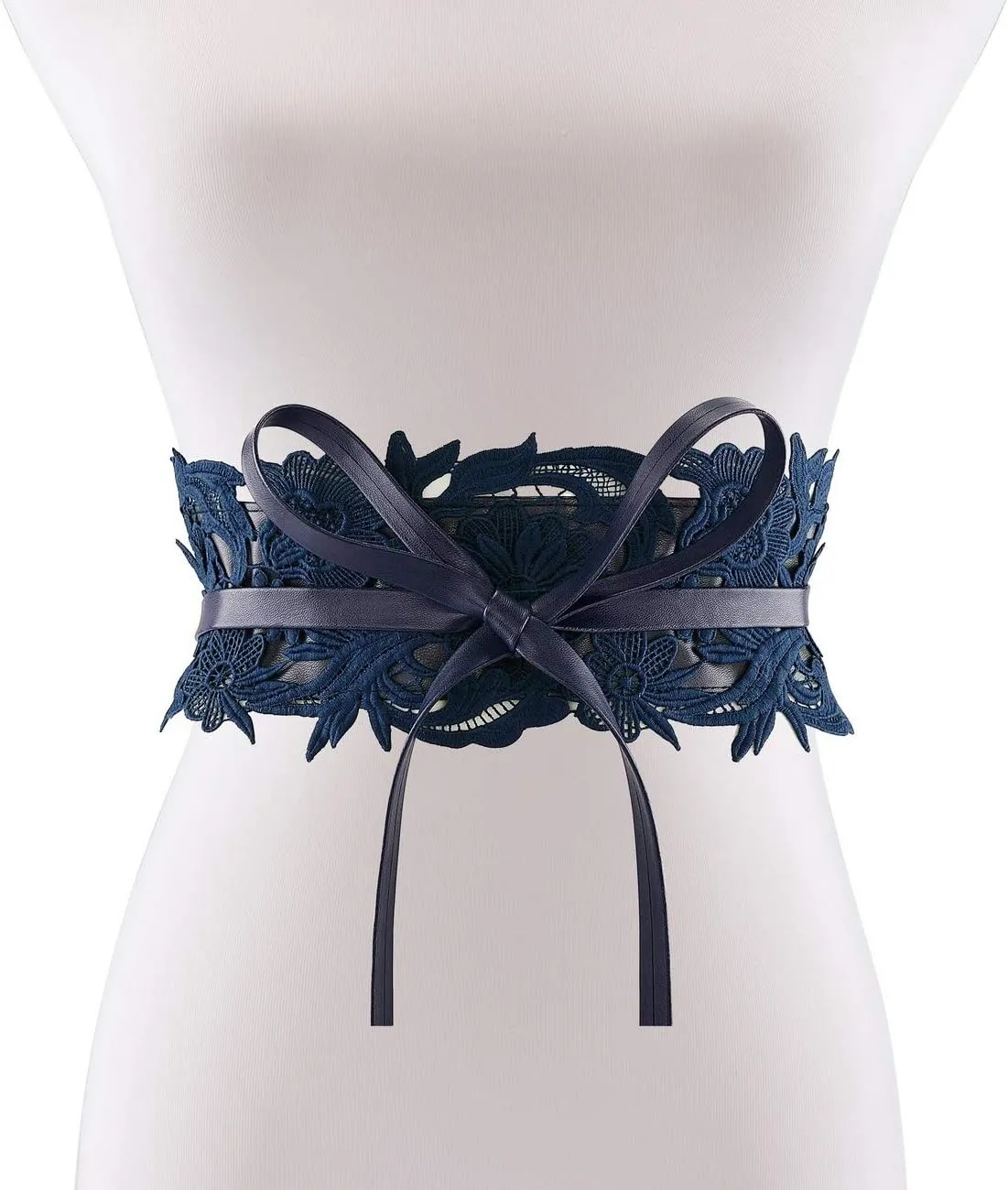 Ayliss Women's Lace Waist Belt Obi Bowknot Cinch Wide Belt Bow Tie Wrap Boho Corset Dress Waist Band Pu Leather