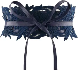 Ayliss Women's Lace Waist Belt Obi Bowknot Cinch Wide Belt Bow Tie Wrap Boho Corset Dress Waist Band Pu Leather