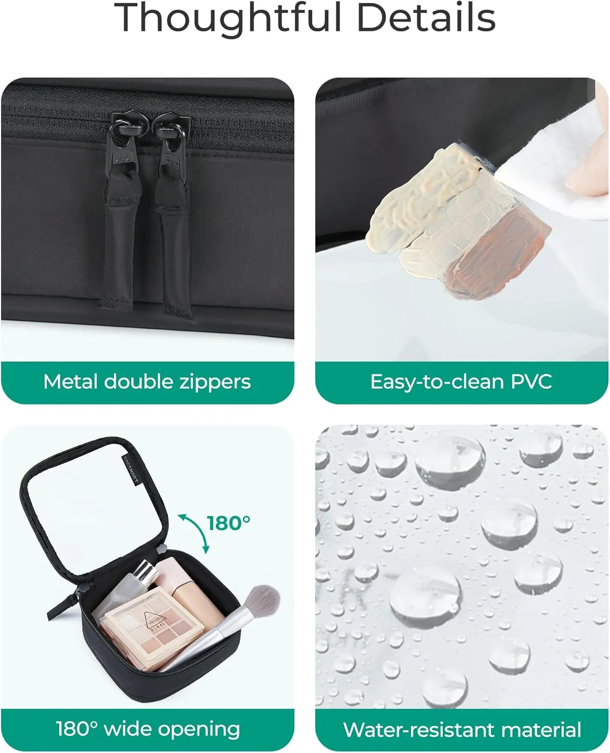 BAGSMART Mini Clear Makeup Bag for Women Portable Travel Toiletry Bag, Cute Small Water-ResistantCosmetic Bag TSA Approved Clear Makeup Case Pouch with Zipper for Car Essentials(Black)