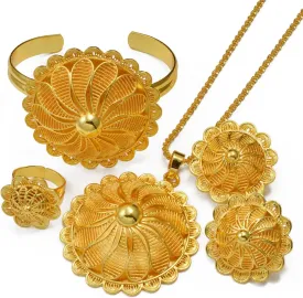 Big Ethiopian Jewelry - Ethiopian Jewelry for Women Set - Big Pendant Necklace Earrings Bracelet Ring African Ethiopian Jewelry Sets Eritrean Traditional Ornaments