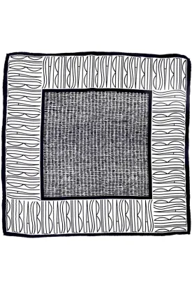 Bill Blass Black & White Vintage Silk Monogram Logo Statement Scarf