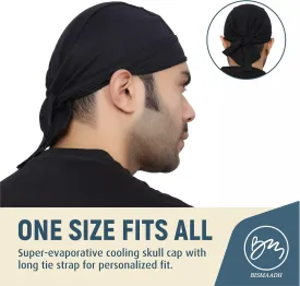 BISMAADH Cooling Helmet Liner - 5 Pieces Do Rag Sweat Wicking Skull Cap for Men - Head Bandana, Pirate Hat for All Activity