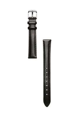 Black Smooth Leather Watch Band | Silver