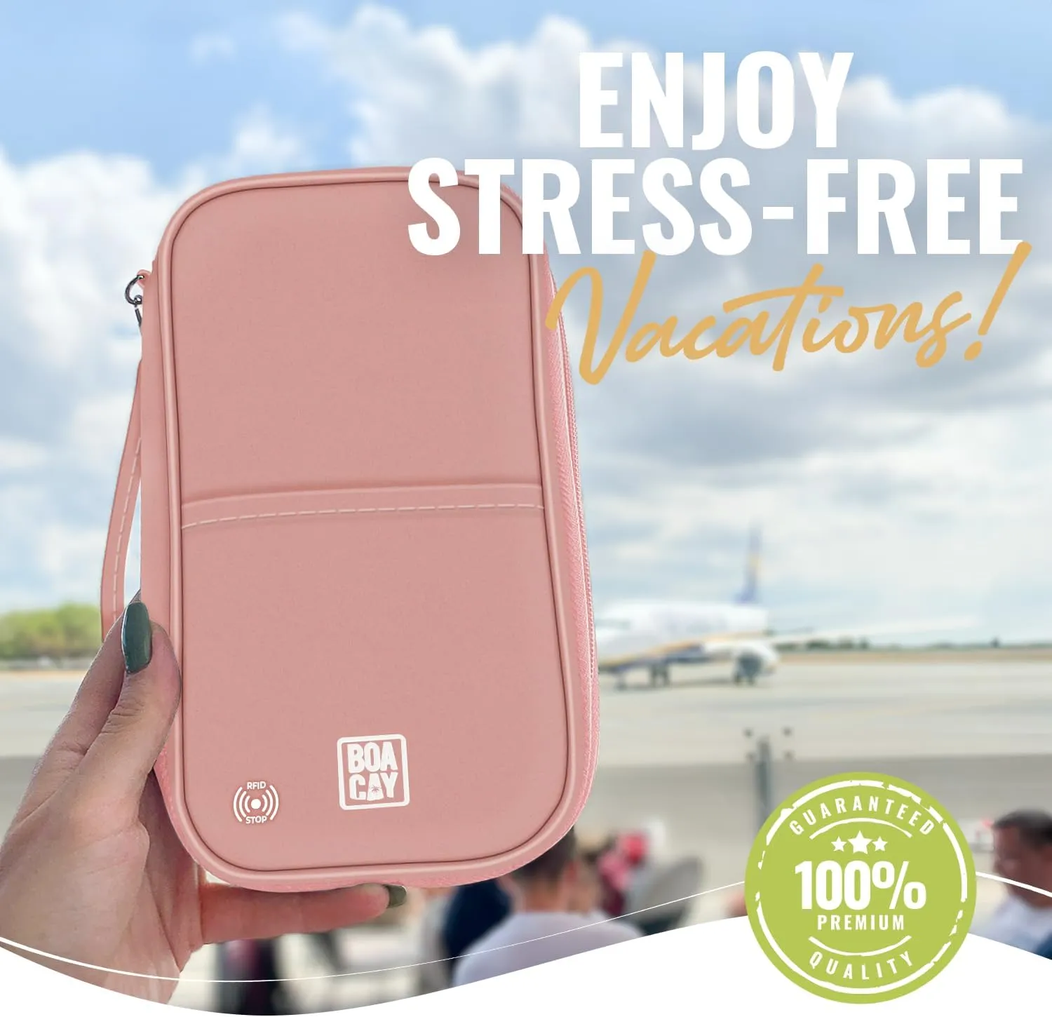 BOACAY Travel Document Organizer with RFID, Family Passport Holder, Wallet for Women & Men, Portable & Waterproof Case for Cards, Boarding Pass, Money