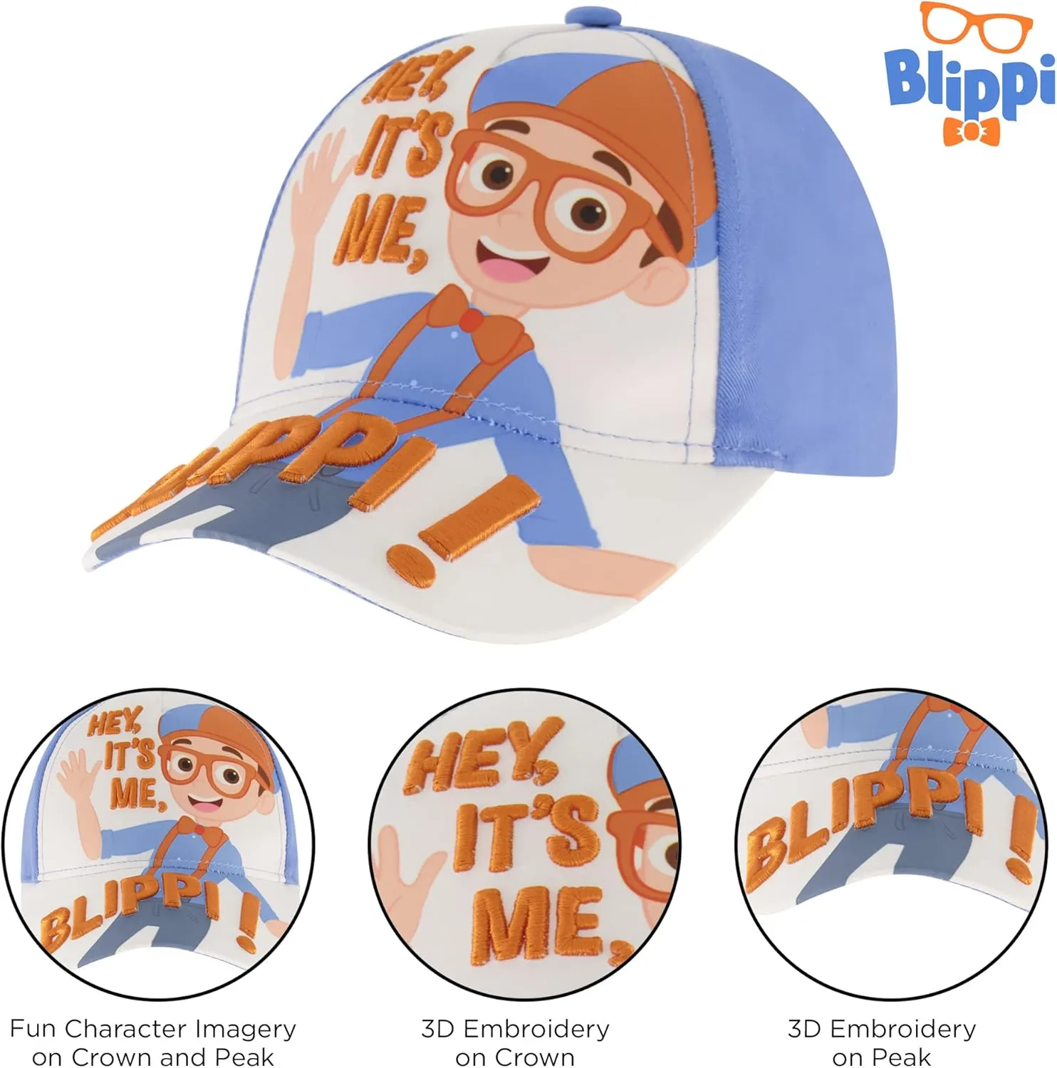 Boys' Cocomelon and Blippi Toddler Baseball Cap, Features Jj, Totom and Yoyo, Kids Hat for Ages 2-4