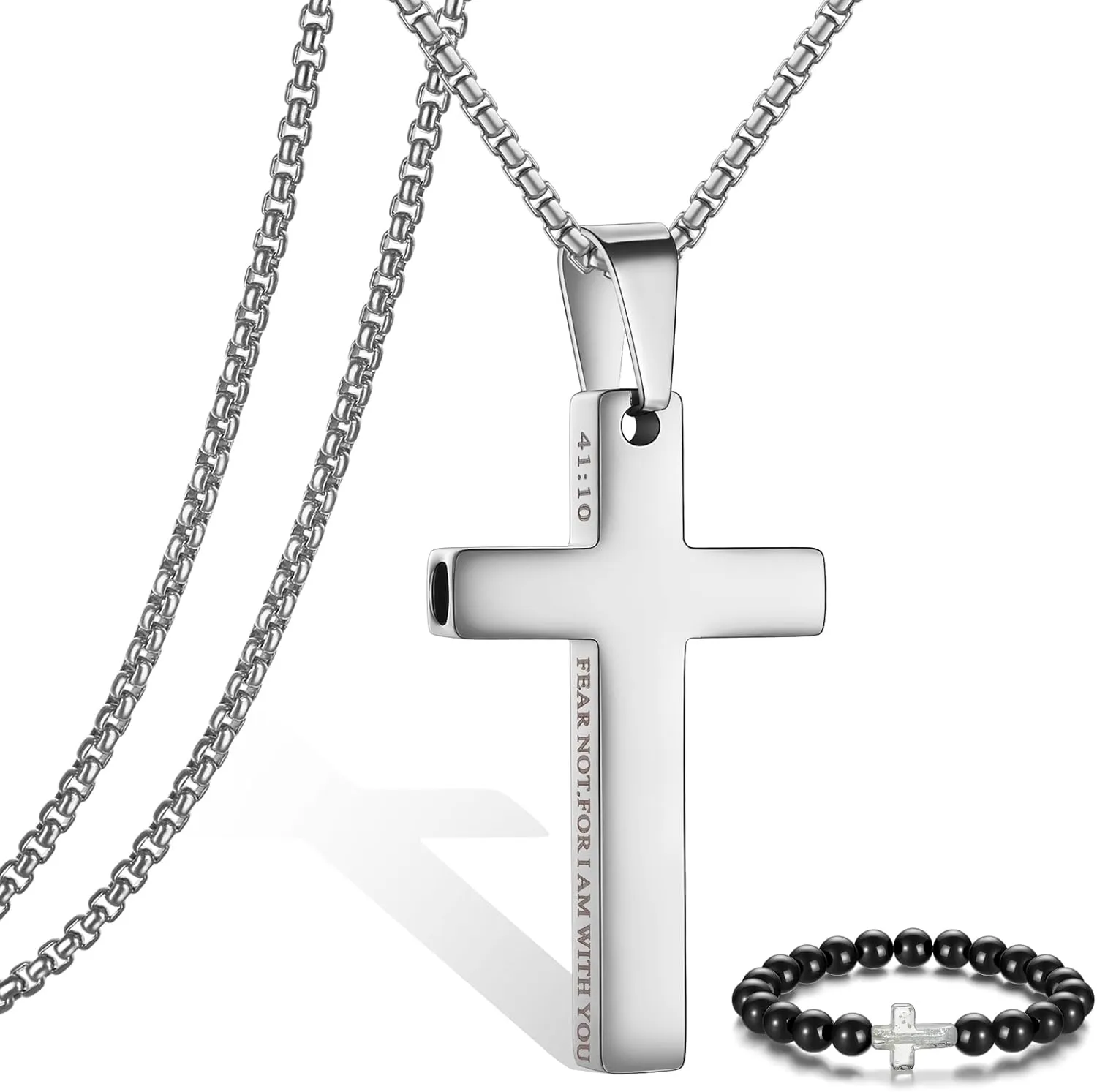 Breathing Anxiety Necklace for Men Cross Pendant Breathing Necklace for Anxiety Stress Relief Relaxation Mindfulness Meditation Men Women Anxiety Necklace Breathing with Inspirational Bible Verse