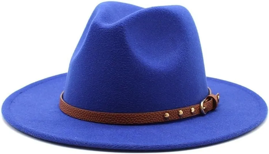 British Style Jazz Top Hat Autumn and Winter New Woolen Hats Simple Felt Big Brim Fashion Flat Brim Hat Fengyan Cowboy Hats