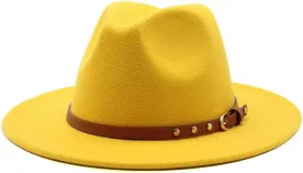 British Style Jazz Top Hat Autumn and Winter New Woolen Hats Simple Felt Big Brim Fashion Flat Brim Hat Fengyan Cowboy Hats
