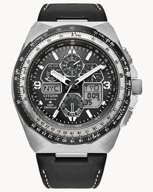 Citizen Promaster Skyhawk A-T Black Dial Leather Strap Watch JY8149-05E
