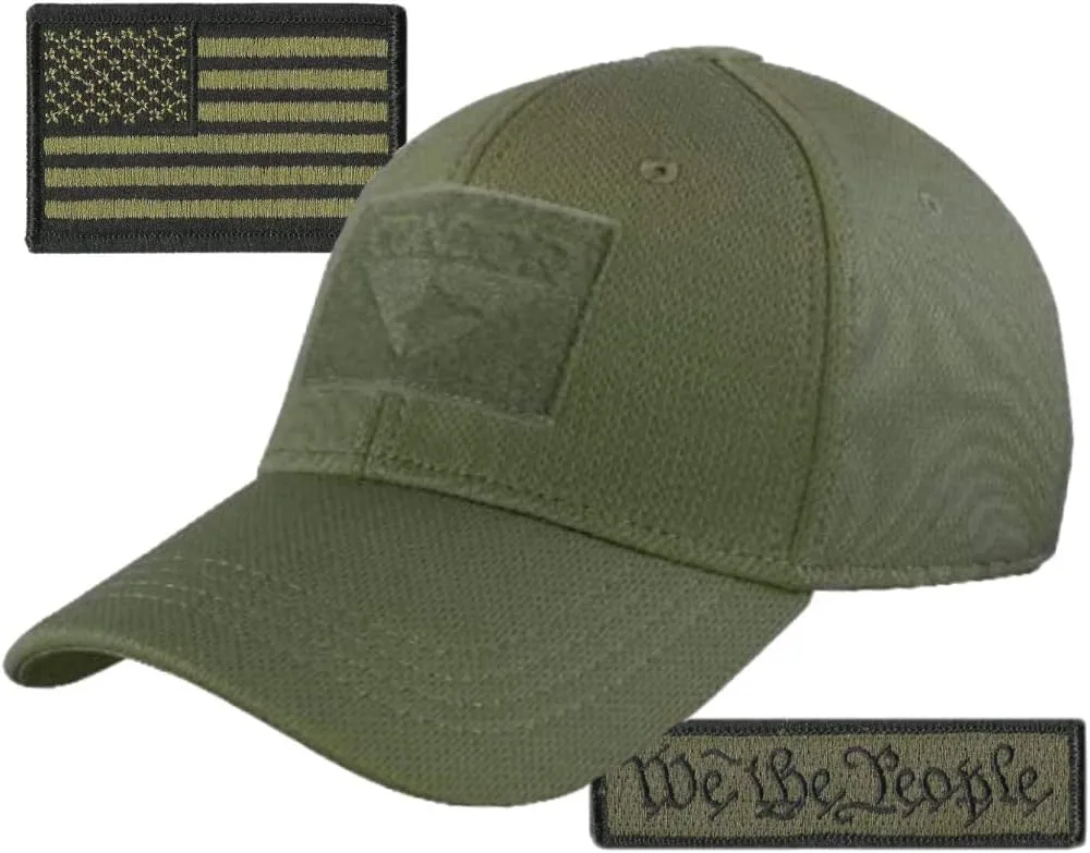 Condor Fitted Tactical Cap Bundle - We The People & USA Patches - Choose Size