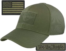 Condor Fitted Tactical Cap Bundle - We The People & USA Patches - Choose Size