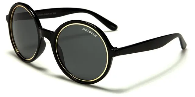 Designer Large Round Polarised Retro Vintage Sunglasses for Women