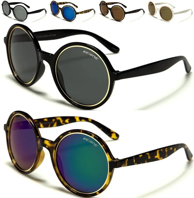 Designer Large Round Polarised Retro Vintage Sunglasses for Women