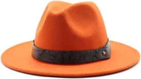 DHAEY 24 Color Felt Hat European and American Fashion Casual and Winter Snake Texture Hat Men and Women's Jazz Hat Luopan Caps & Hats (Color : Orange Yellow, Size : M)