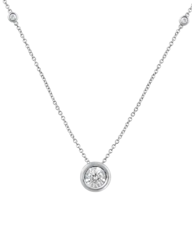 Diamond Necklace - 10ct White Gold Diamond Necklace- 768488