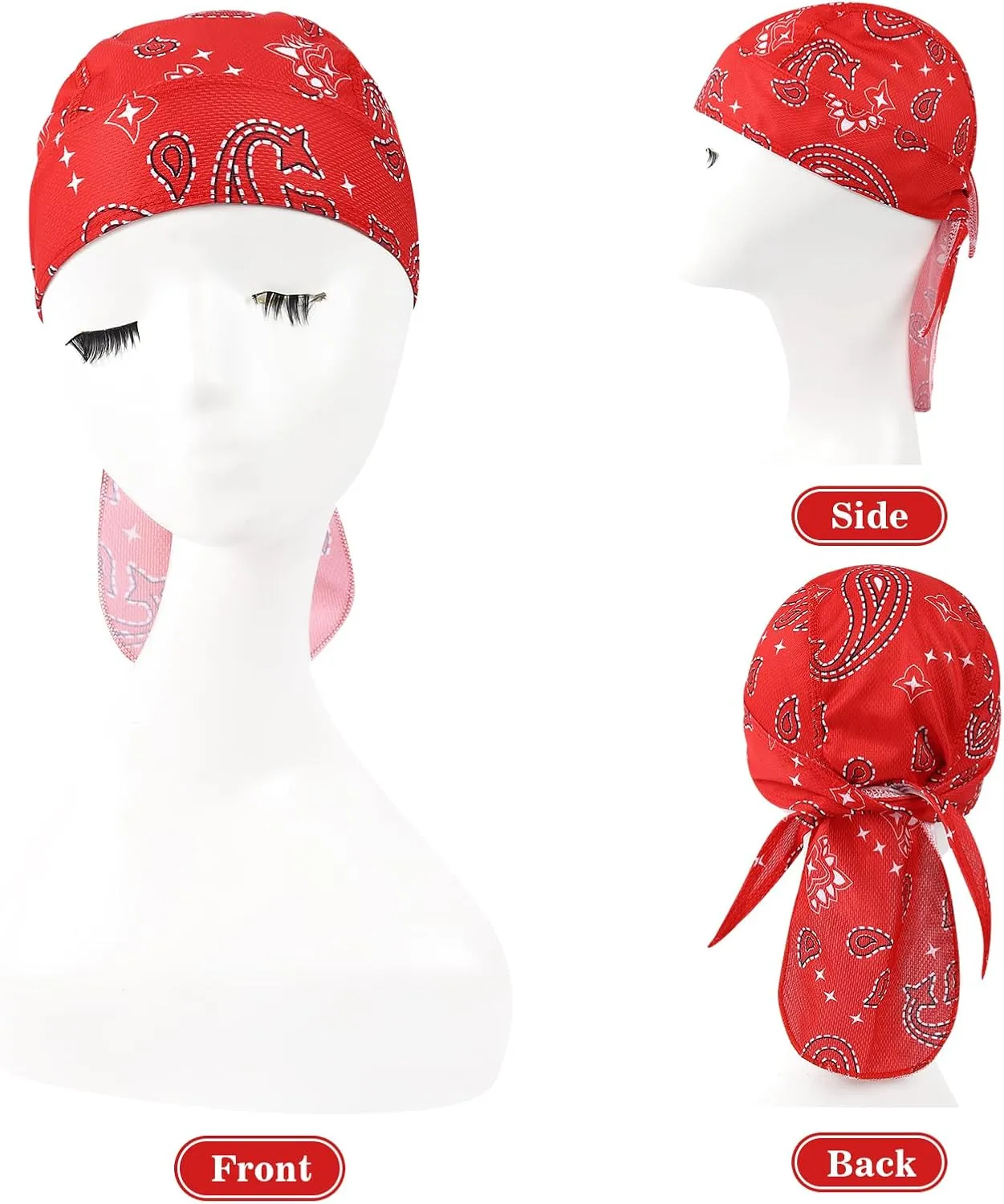 DOCILA 4 Pcs Do Rags Skull Caps for Men Fashion Sweat Wicking Helmet Liner Beanie Breathable Motorcycle Cycling Sports Cap
