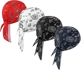 DOCILA 4 Pcs Do Rags Skull Caps for Men Fashion Sweat Wicking Helmet Liner Beanie Breathable Motorcycle Cycling Sports Cap