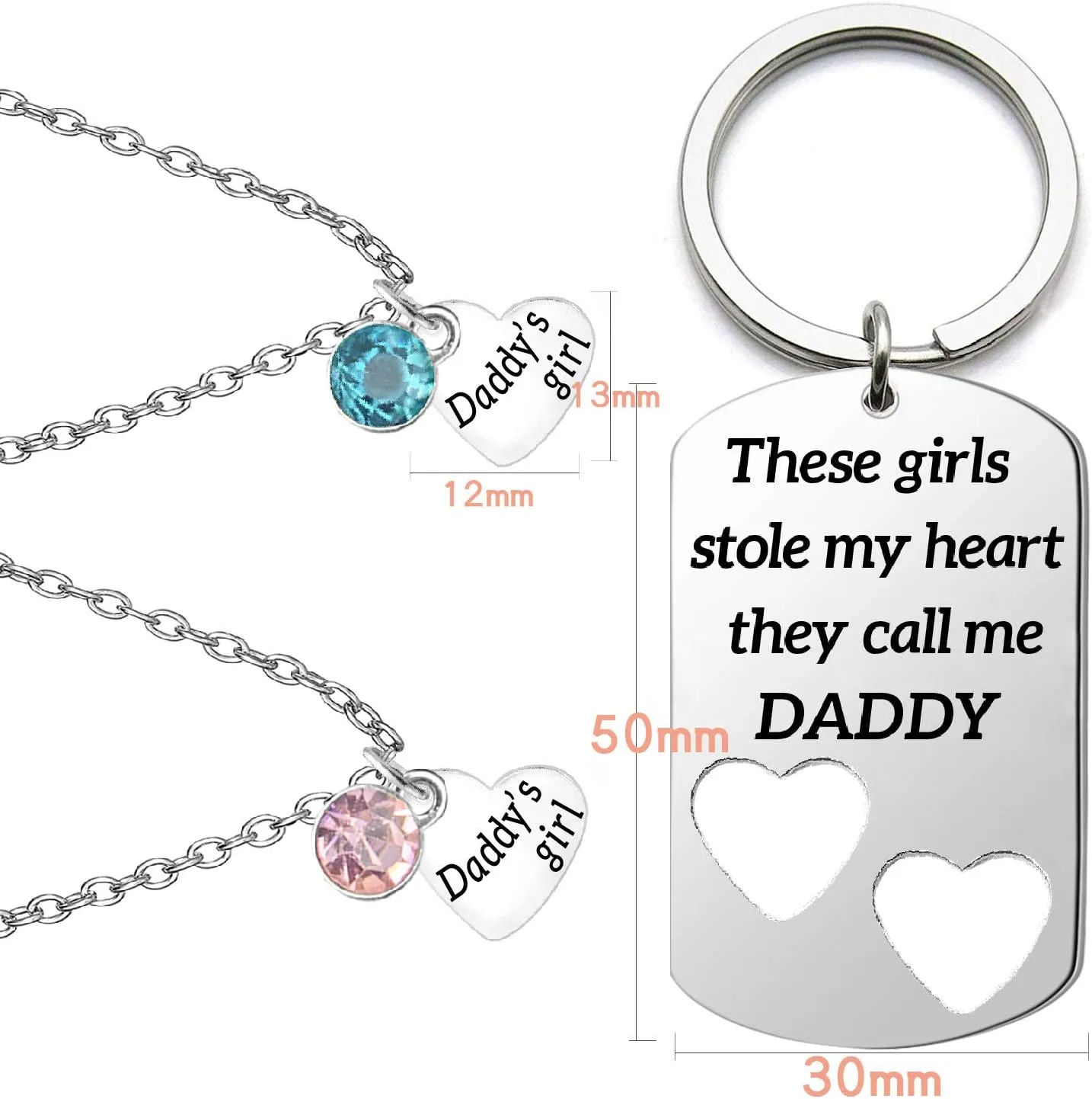 Father Mommy Daughter Necklace These Girls Stole My Heart They Call Me Grandpa Grandma Keychain Family Christmas Gift