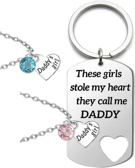Father Mommy Daughter Necklace These Girls Stole My Heart They Call Me Grandpa Grandma Keychain Family Christmas Gift