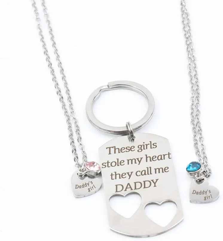 Father Mommy Daughter Necklace These Girls Stole My Heart They Call Me Grandpa Grandma Keychain Family Christmas Gift