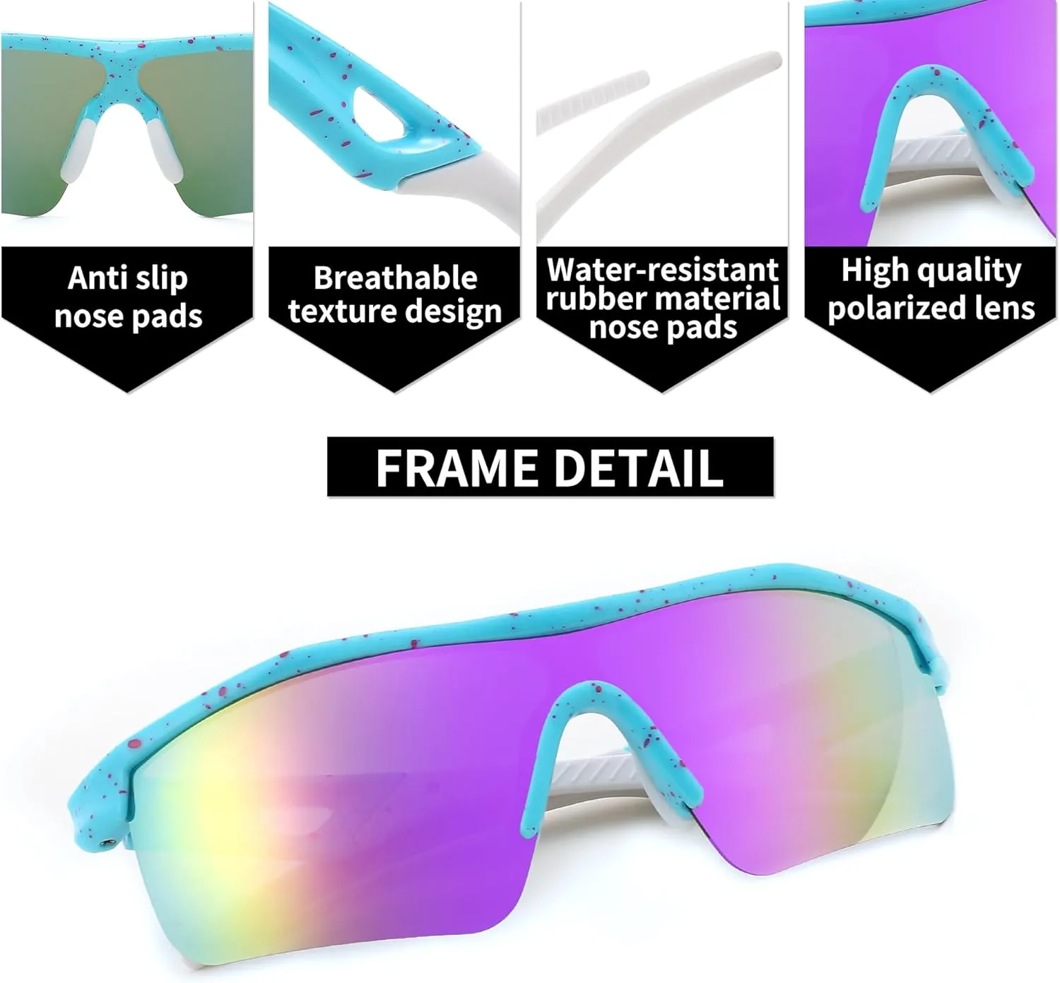 FEISEDY Kids Teens Baseball Polarized Sunglasses Sports TR90 Frame Boys Girls Cycling B2454