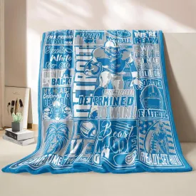 Football Gifts Blanket, Gifts for Team Fans, Fathers Day Blue Football Flannel Blanket for Men Women, Throw Blanket for Couch 60"x50"