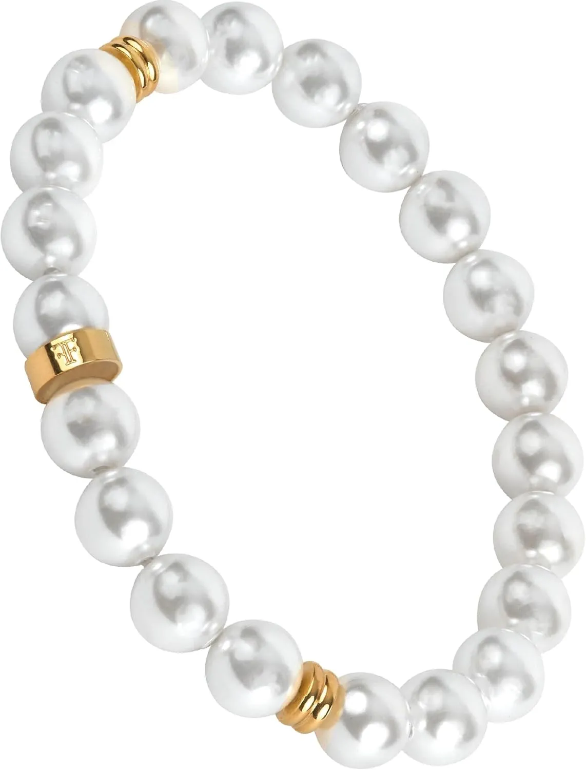 Forge & Foundry Men's 8mm Shell Pearl (Man-Made) Bracelet [Small, Medium, Large and Adjustable Sizing Options] | Marlow | Refined Hand-Crafted Jewelry, Designed by Jewelers, Forged for Men [Marlow]