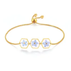Forget-Me-Not Pressed Wildflower Bracelet | Personalized Handmade Bracelet | Real Wildflowers Bracelet | Alaska State Flower Bracelet | Gold Pressed Flower Bracelet | Gift For Her