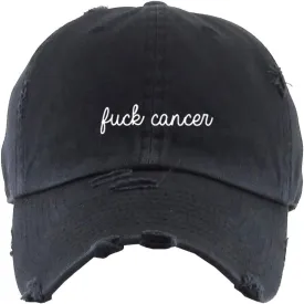 Fuck Cancer Vintage Baseball Cap Embroidered Cotton Adjustable Distressed Dad Hat