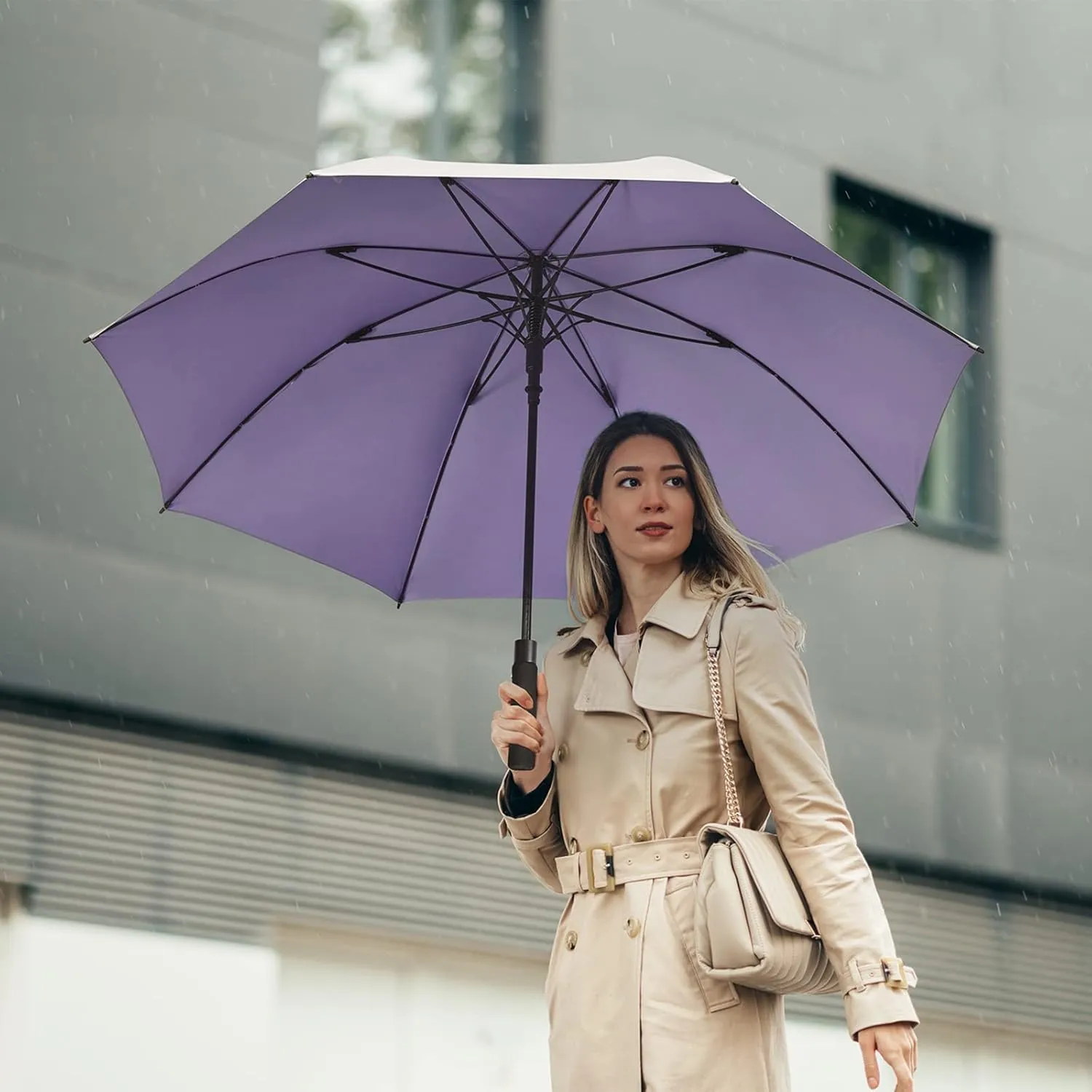 G4Free 54/62 Inch Windproof UV Protection Golf Umbrella Extra Large Silver Coated Automatic Open Stick Long Umbrella
