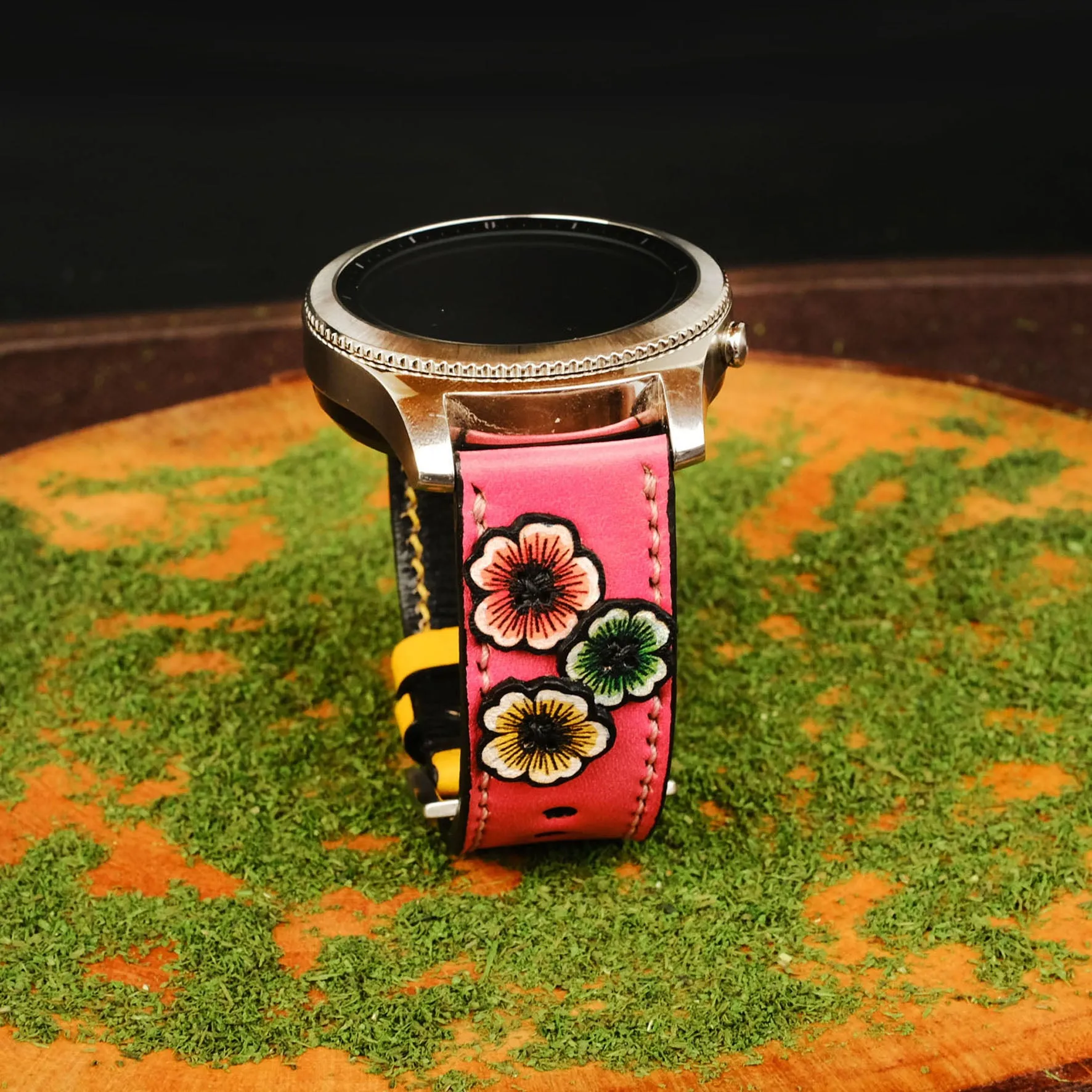 Galaxy Watch Band Applique Colorful Flower Strap Design
