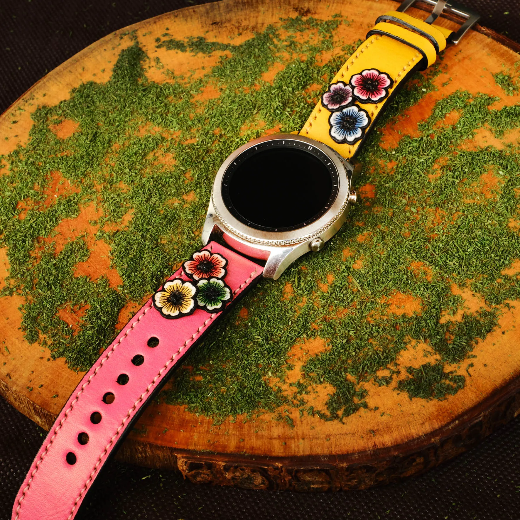 Galaxy Watch Band Applique Colorful Flower Strap Design