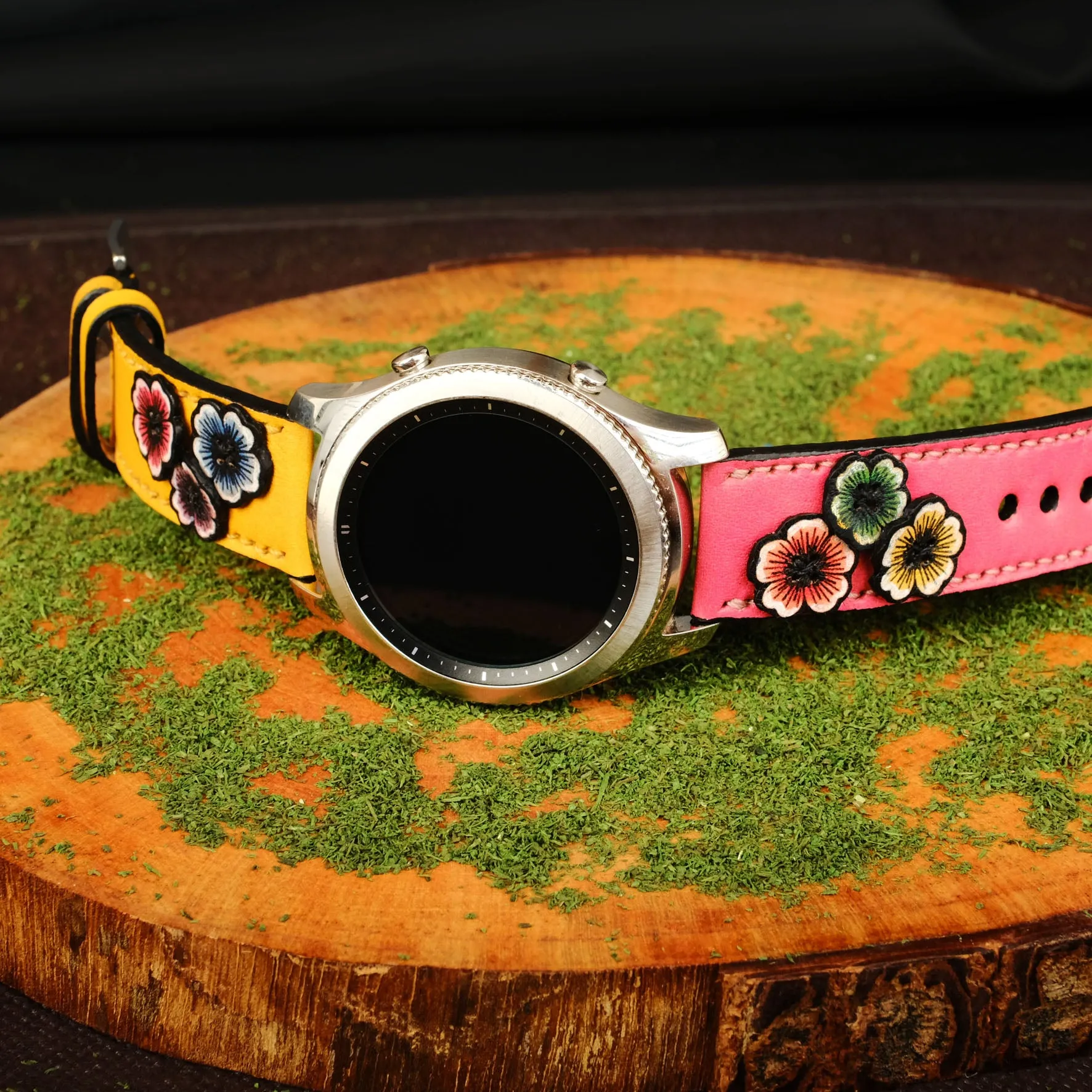 Galaxy Watch Band Applique Colorful Flower Strap Design