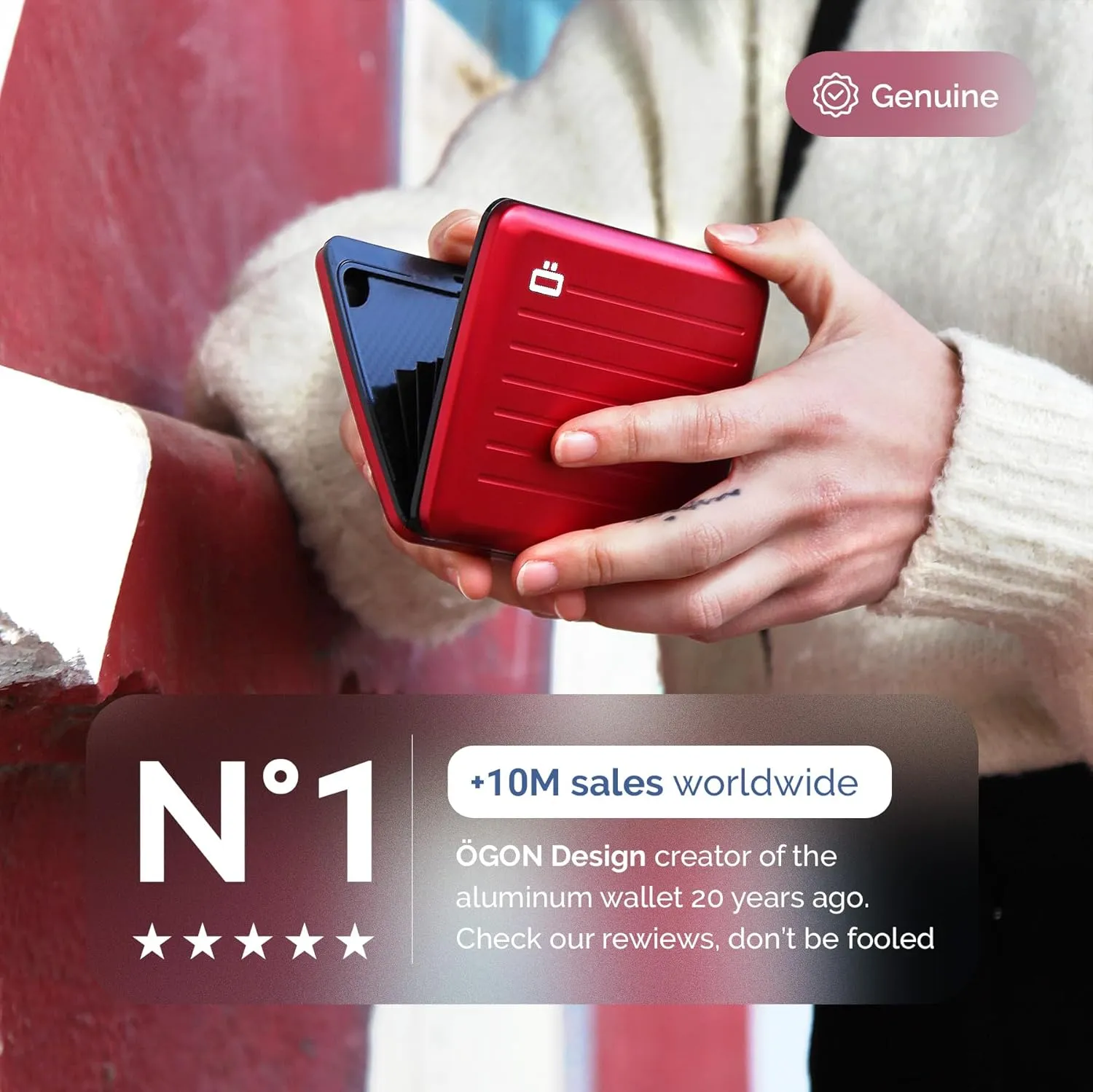 ?GON -DESIGNS- Aluminum wallet, Large capacity with metal lock, RFID Protection against fraud and demagnetization, Smart Case OSLO Large model
