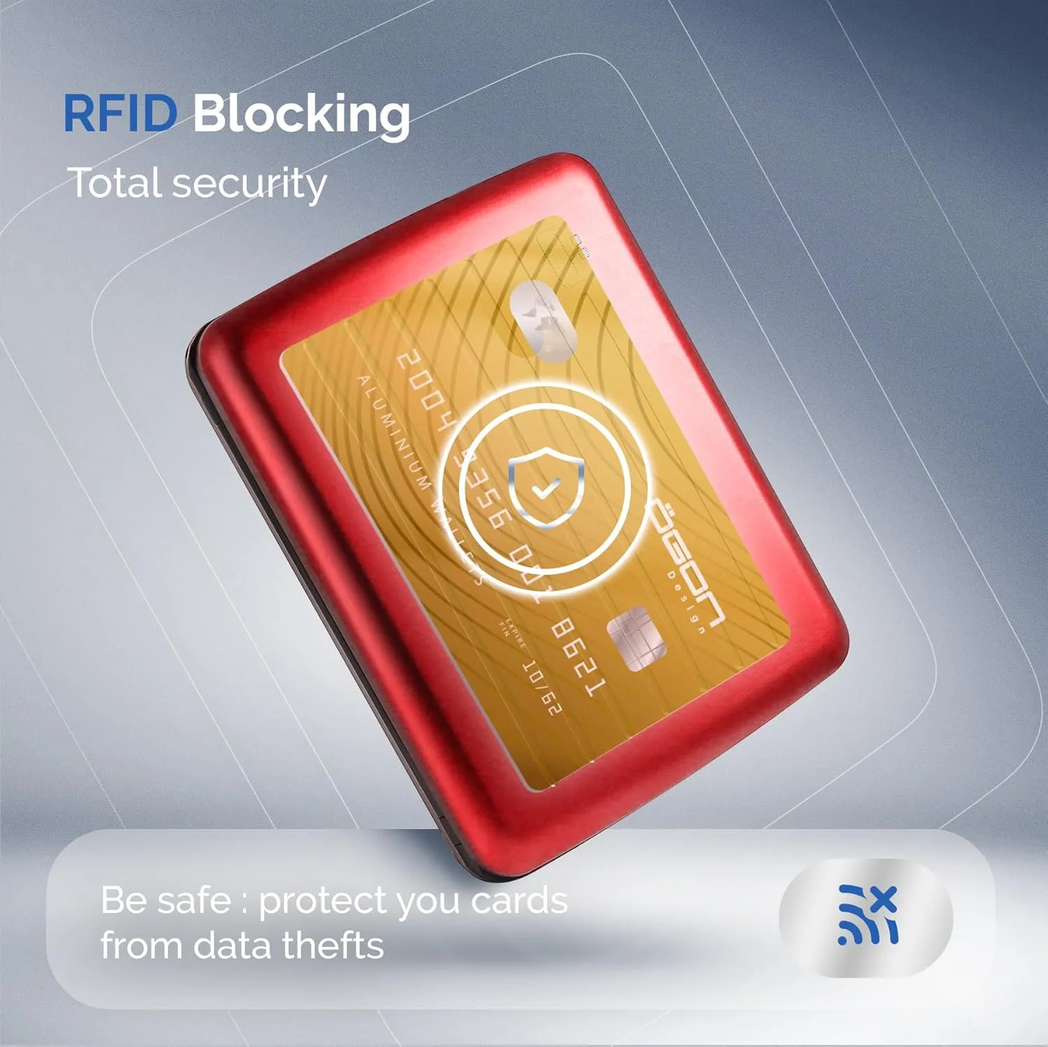 ?GON -DESIGNS- Aluminum wallet, Large capacity with metal lock, RFID Protection against fraud and demagnetization, Smart Case OSLO Large model