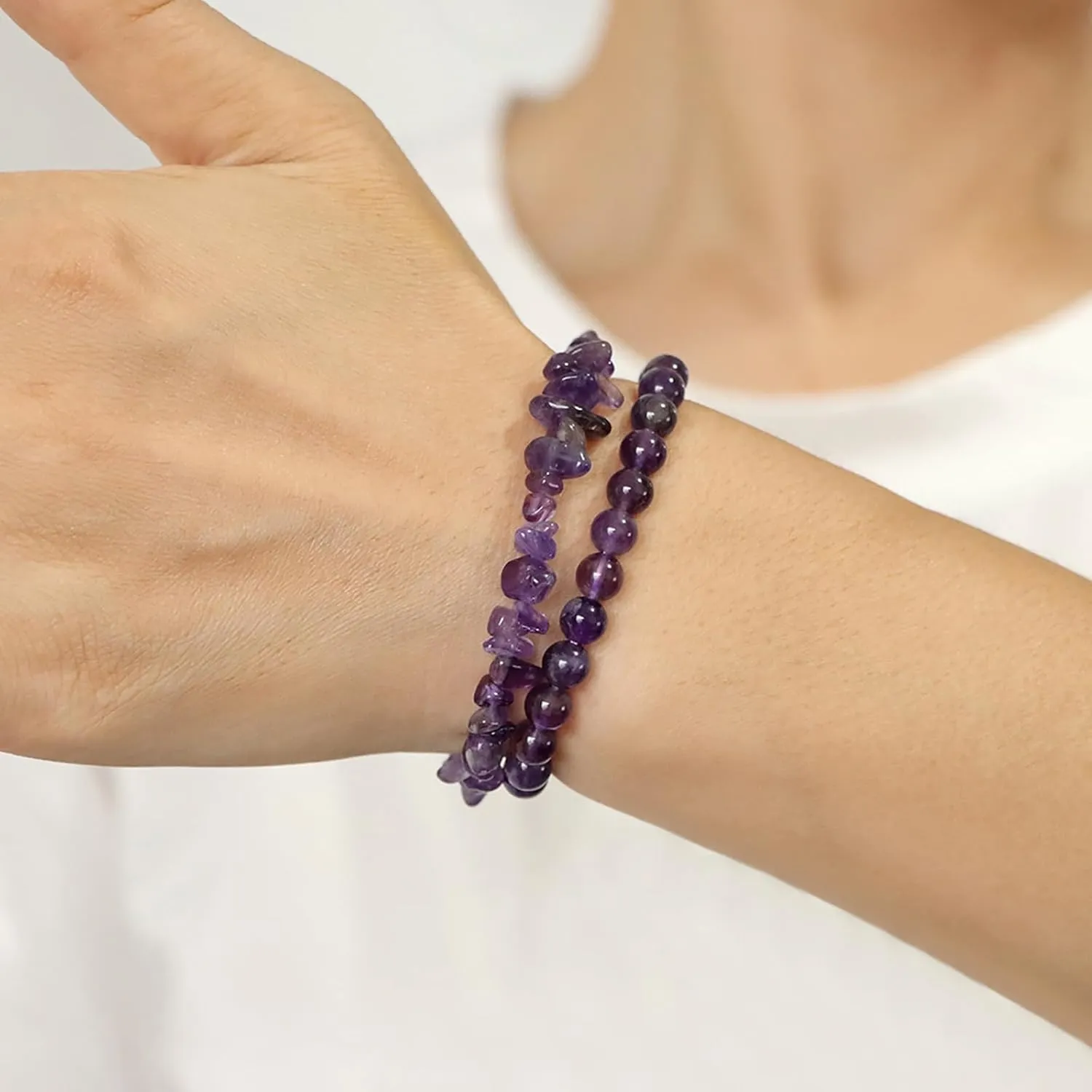 Healing Crystal Bracelets for Women 2 PCS 6mm Natural Stone Bracelet Stretch Crystal Beaded Bracelets Handmade Gemstone Bracelet Jewelry Gifts Christmas Gifts for Women Girls