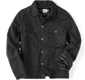 Huckberry Flint and Tinder Men's Flannel-Lined Waxed Trucker Jacket, Water & Weather Resistant Mens Jacket