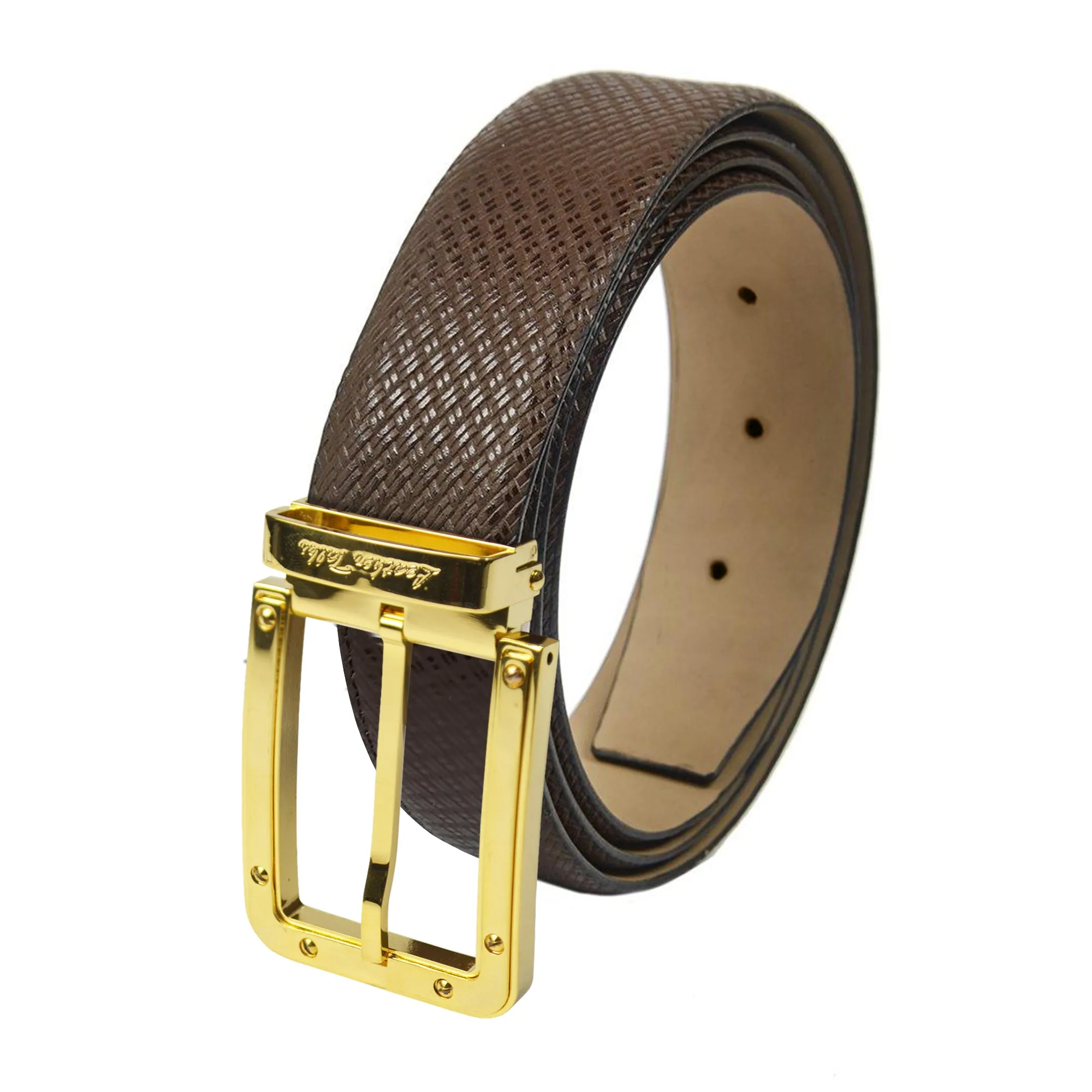 Italian Small Weave | Genuine Leather | Luxury Leather Belt for Men | Color - Brown